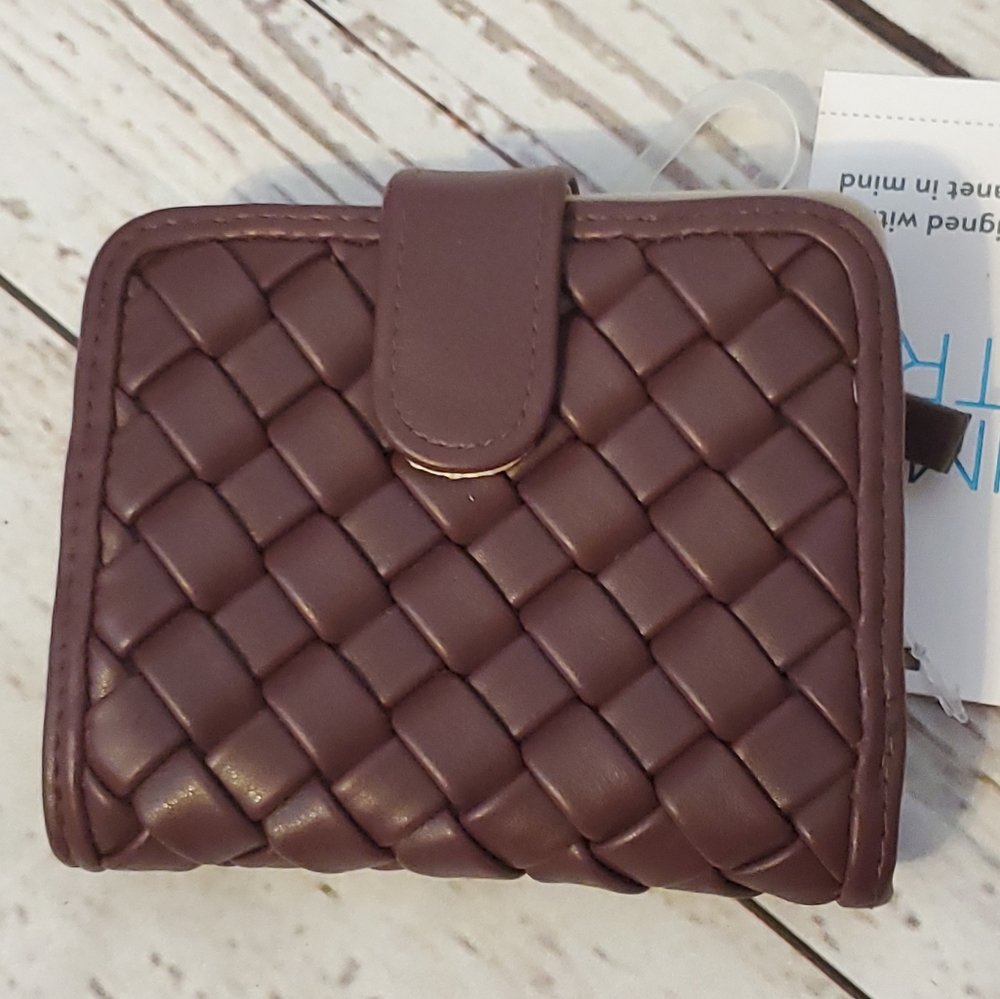 Time and Tru recycled materials women's basket weave wallet purple, plum